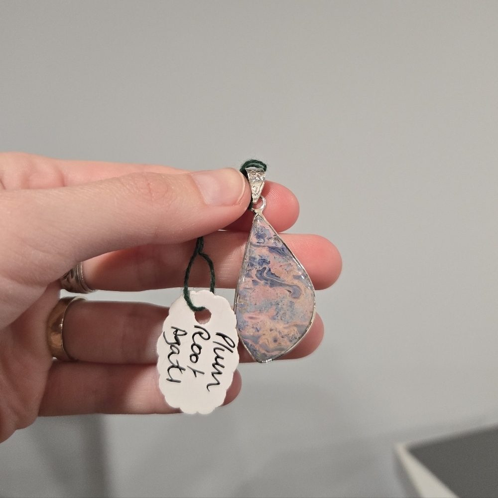 Plum Agate Gemstone Sterling Pendant